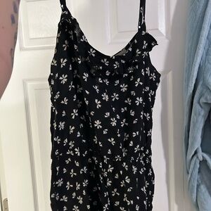 Y2K Black and Cream Floral Romper